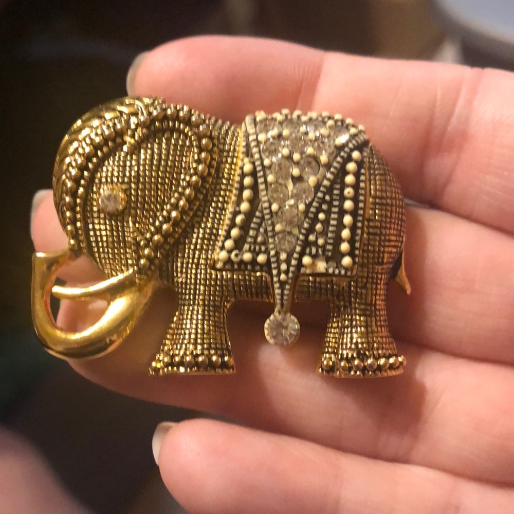 Large Lucky Elephant Figural Animal Brooch Pin Circus